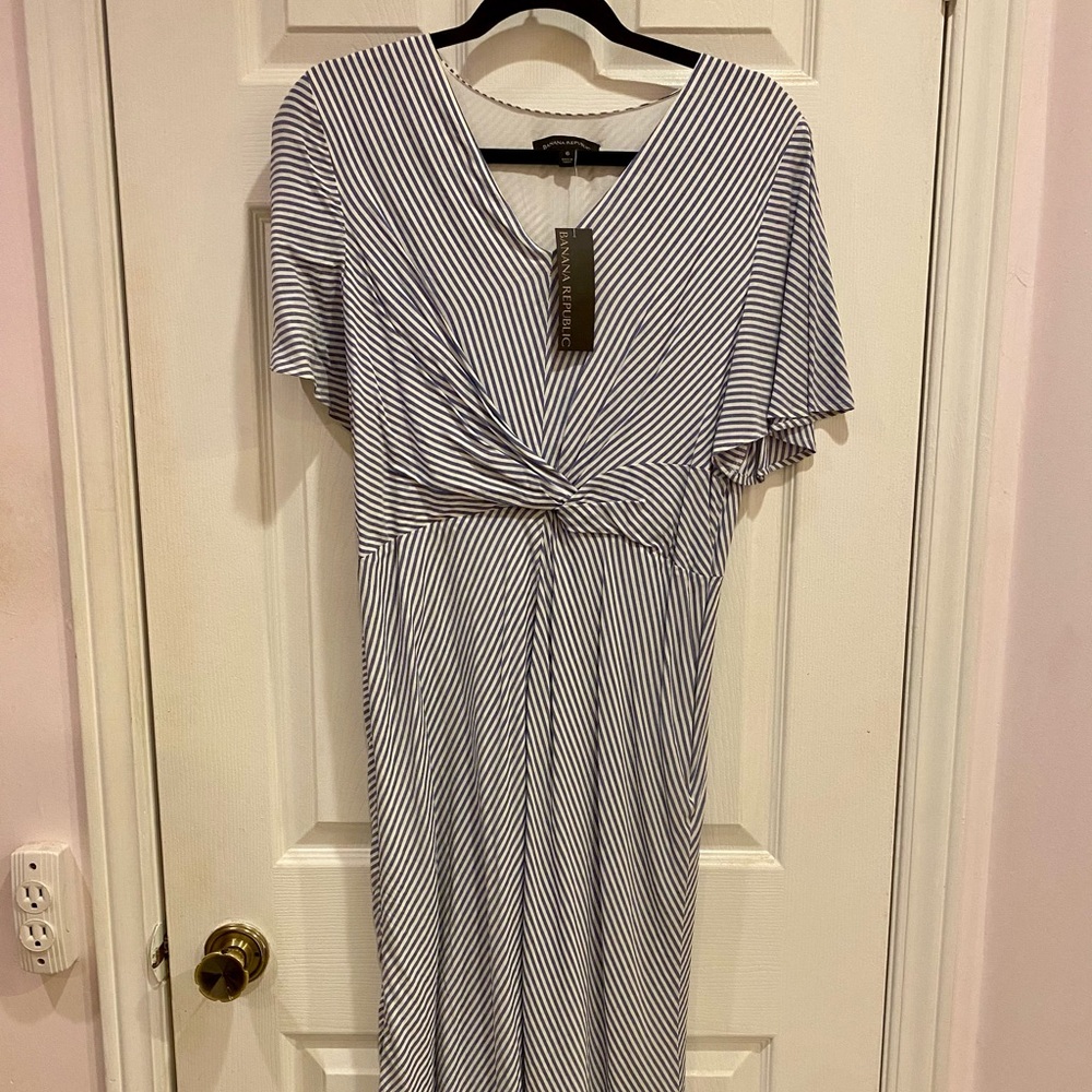 Banana Republic Stripe Twist-Front Tea Dress